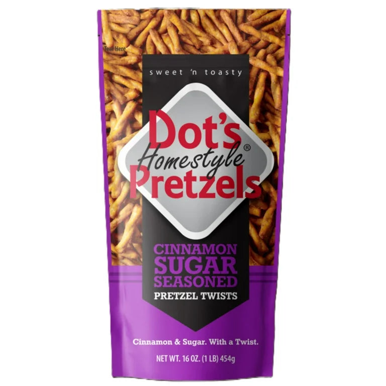 Dot's Homestyle Pretzels Cinnamon Sugar Seasoned Pretzel Twists Family Size (454g)