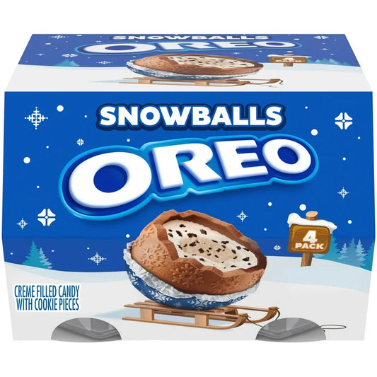 Oreo Chocolate Snowballs Creme Filled Holiday Candy with Cookie Pieces 4 Pack (112g)