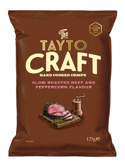 Tayto Craft Slow Roasted Beef & Peppercorn Crisps (125g)