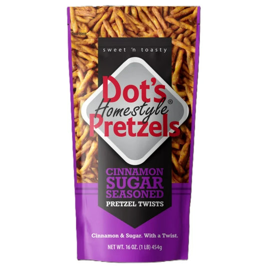 Dot's Homestyle Pretzels Cinnamon Sugar Seasoned Pretzel Twists Family Size (454g)