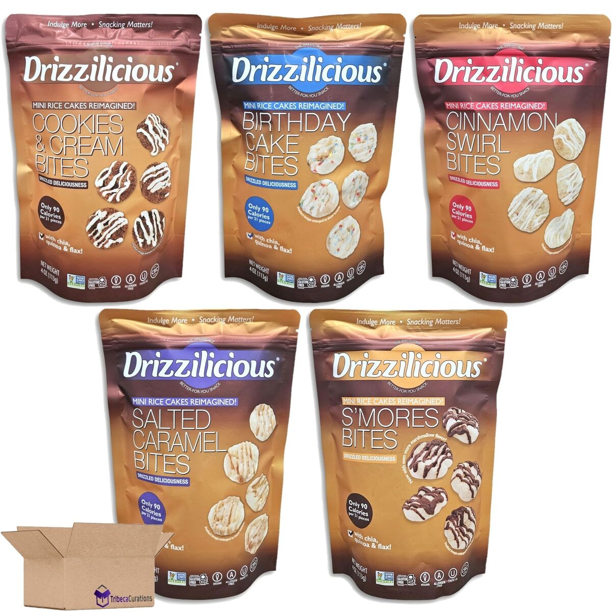Drizzilicious 5 Pack Mini Rice Cake Multi Flavour Bundle (113g ...