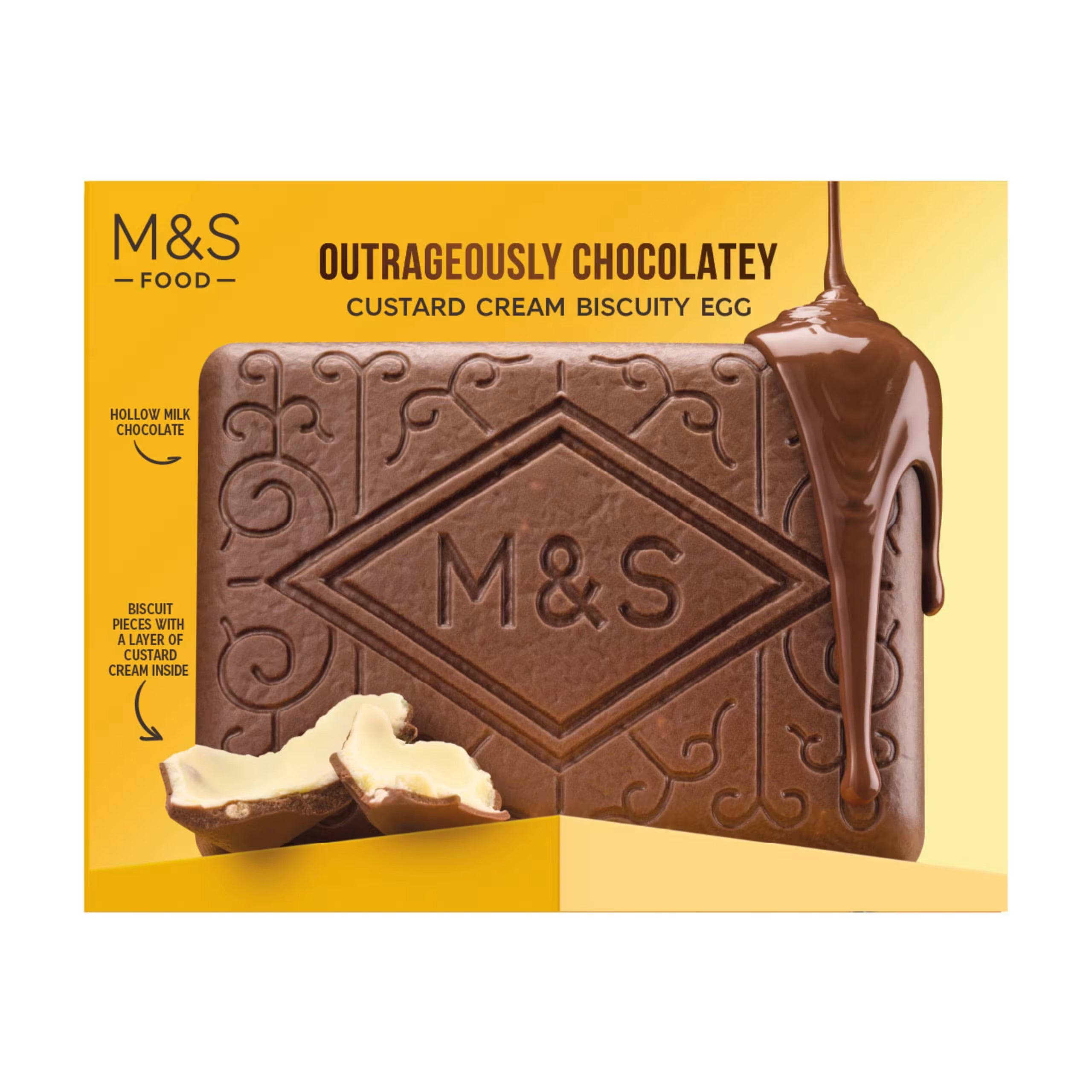 M&S Outrageously Chocolatey Custard Cream Biscuity Egg (320g) – Scagnelli's