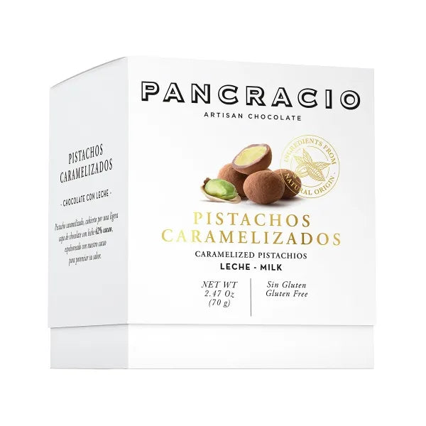 Pancracio Milk Chocolate Caramelised Pistachios (70g)