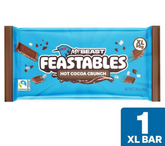 Mr Beast Feastables Hot Cocoa Crunch XL Christmas Chocolate Bar Stocking Stuffer (95g)