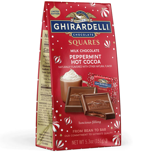 Ghirardelli Christmas Milk Chocolate Peppermint Hot Cocoa Squares (151g)