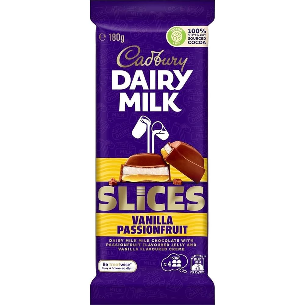 Cadbury Dairy Milk Slices Vanilla Passionfruit (180g)