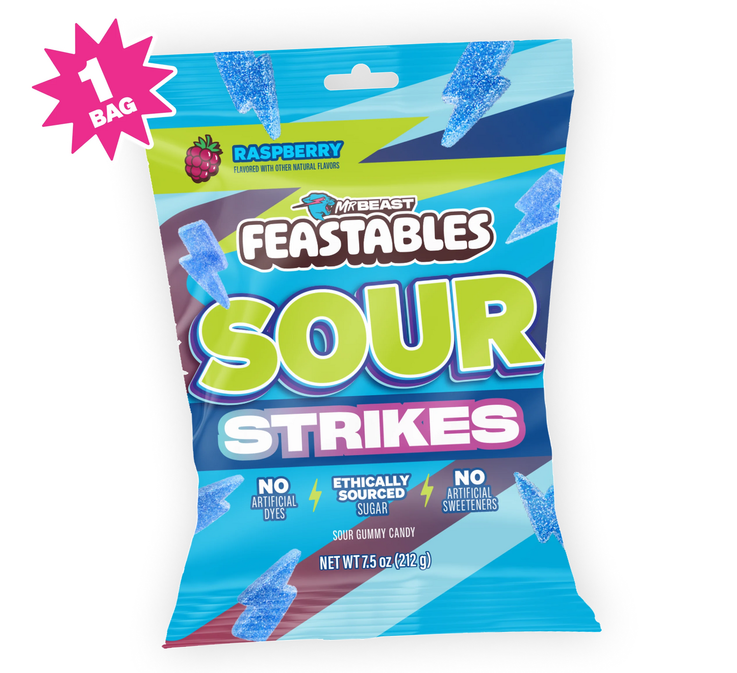 Feastables Sour Strikes Gummies Blue Raspberry (212g)