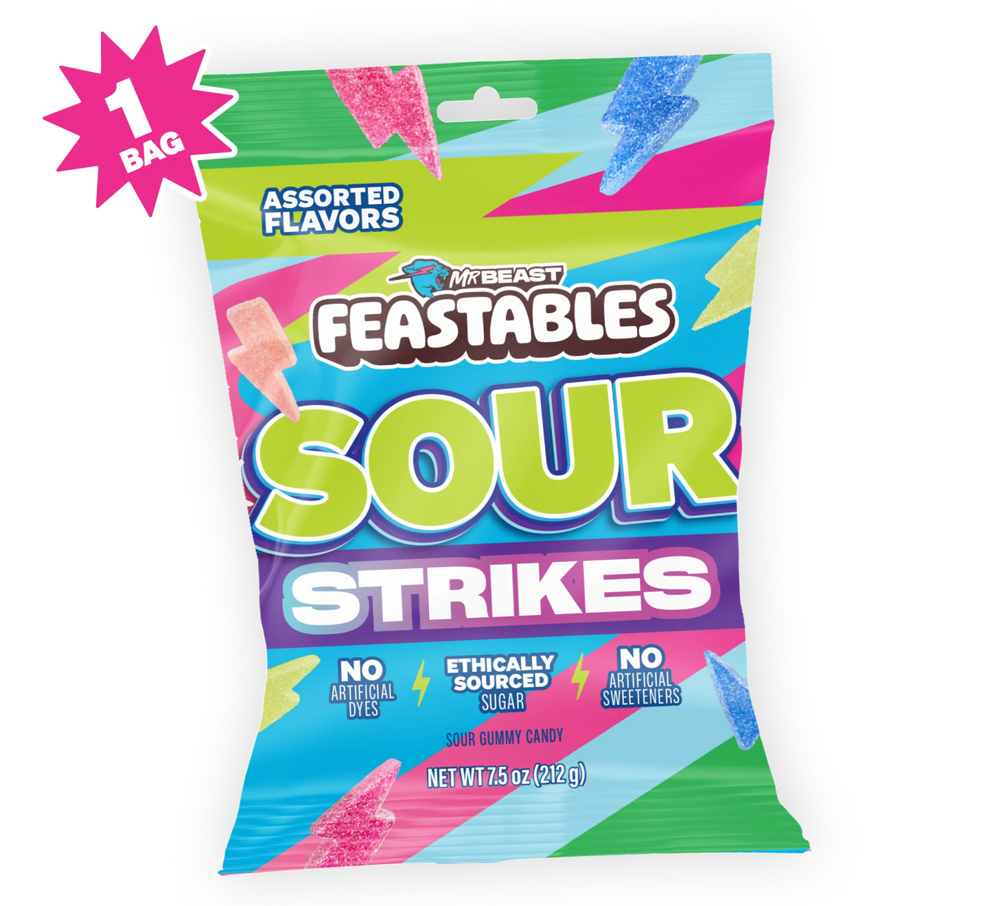 Feastables Sour Strikes Gummies Assorted (212g)