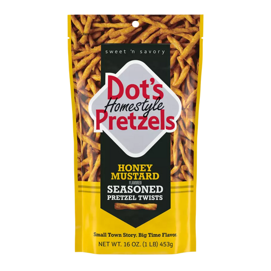 Dot's Homestyle Pretzels, Honey Mustard Seasoned Pretzel Twists Family Size (454g)