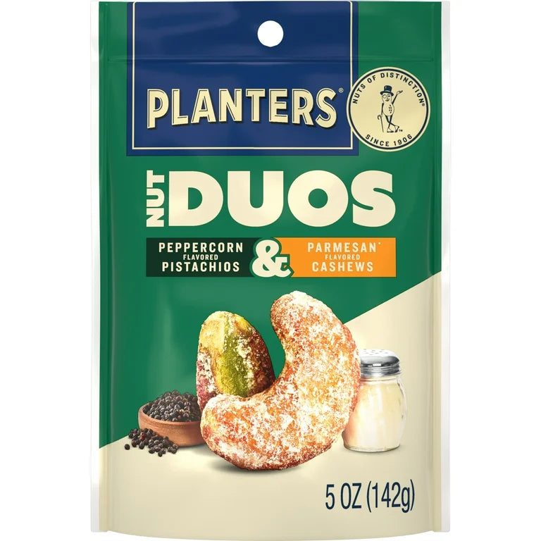 Planters Nut Duos Peppercorn Pistachio and Parmesan Flavoured Cashews (142g)