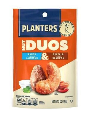 Planters Nut Duos Ranch Flavoured Almonds and Buffalo Flavoured Cashews (142g)